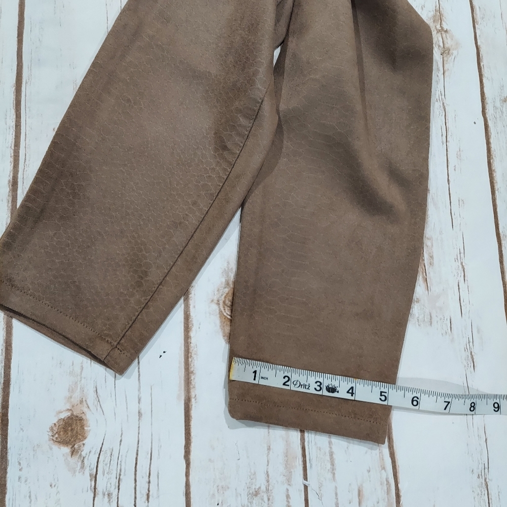 Fall Neutral Tan Skinny Pants Faux Suede Jeggings with Tonal Texture Women's 4 - Picture 15 of 17